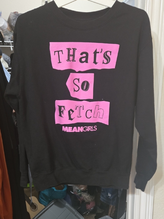 Sweaters - Mean Girls "That's So Fetch" Black Sweatshirt with Pink Graphic